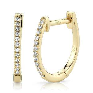 14K Yellow Gold 0.08ctw Diamond Huggie Hoop Earrings by Shy Creation