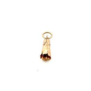 Estate 14K Yellow Flower Bud Charm Pendant