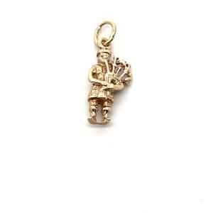 Estate 9K Yellow Gold Vintage Bagpipe Charm Pendant