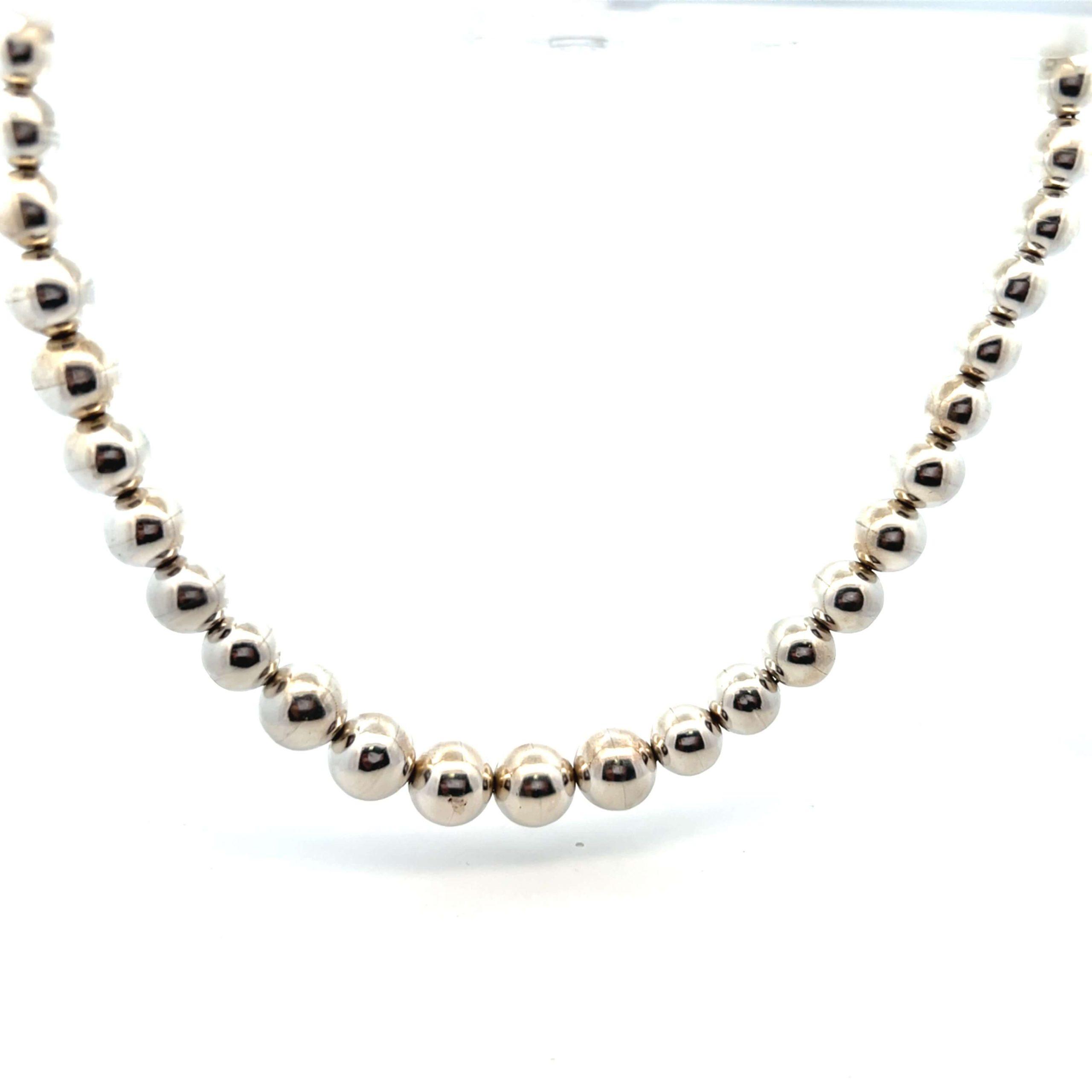 Estate Sterling Silver Graduated Bead Necklace
