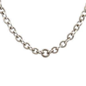 Estate Judith Ripka Sterling Silver Textured Chunky Link Necklace