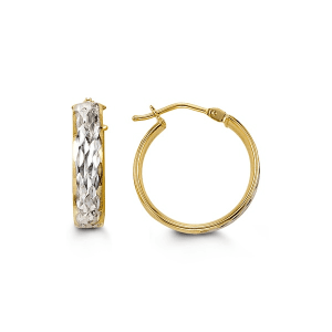 10K Two-Tone Gold Diamond-Cut Hoop Earrings