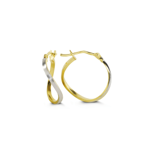 10K Two-Tone Gold Twist Tube Hoop Earrings