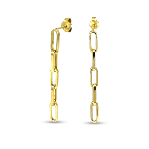 10K Yellow Gold Paperclip Link Dangle Earrings