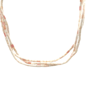 Estate Sterling Silver Coral Tube Bead Necklace