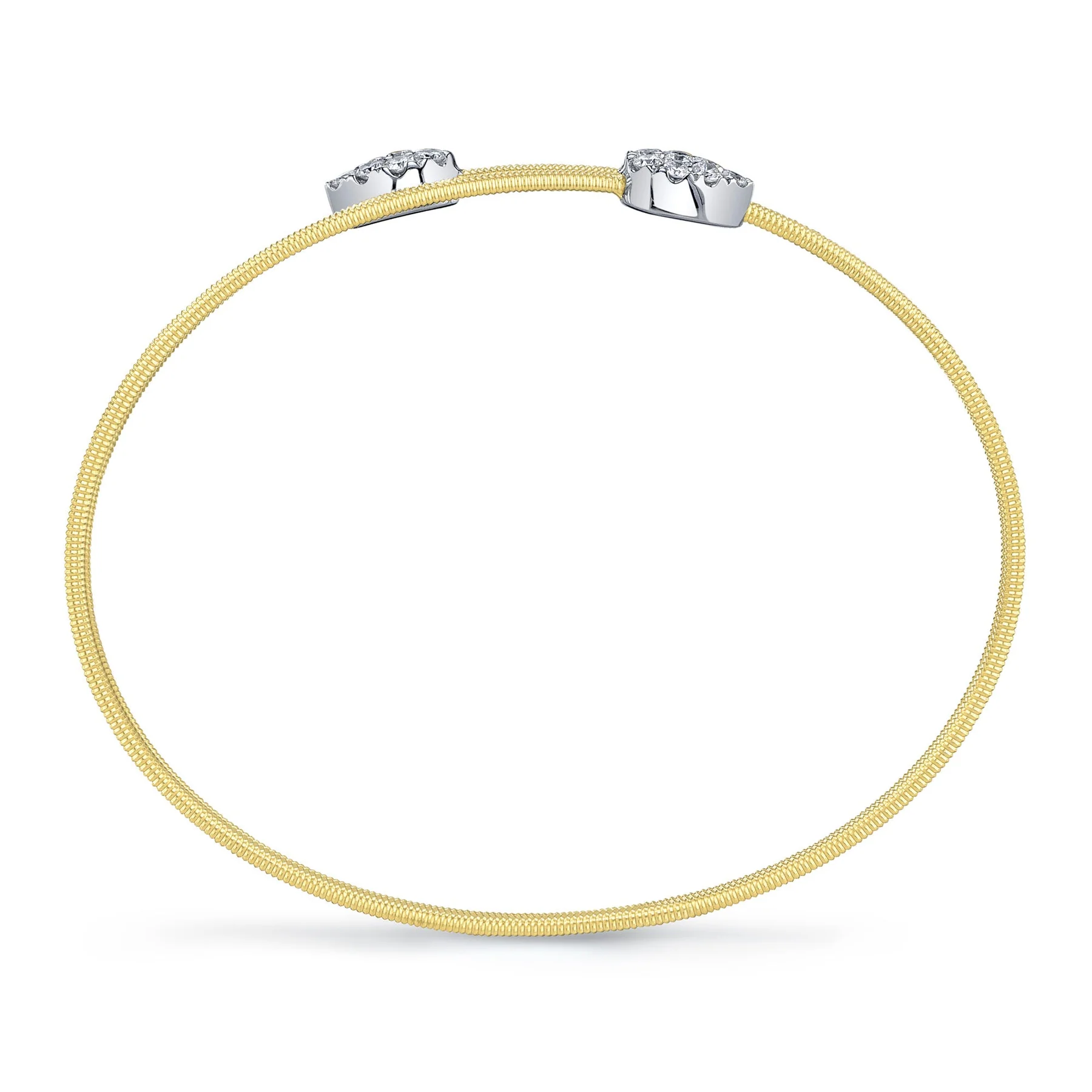 14K Two-Tone Gold 0.44ctw Diamond Bypass Cuff Bracelet by Shy Creation - Image 5