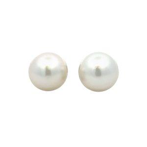 14K White Gold 11MM South Sea Pearl Stud Earrings