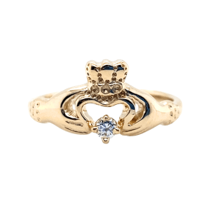 14K Yellow Gold 0.06ctw Diamond Claddagh Ring