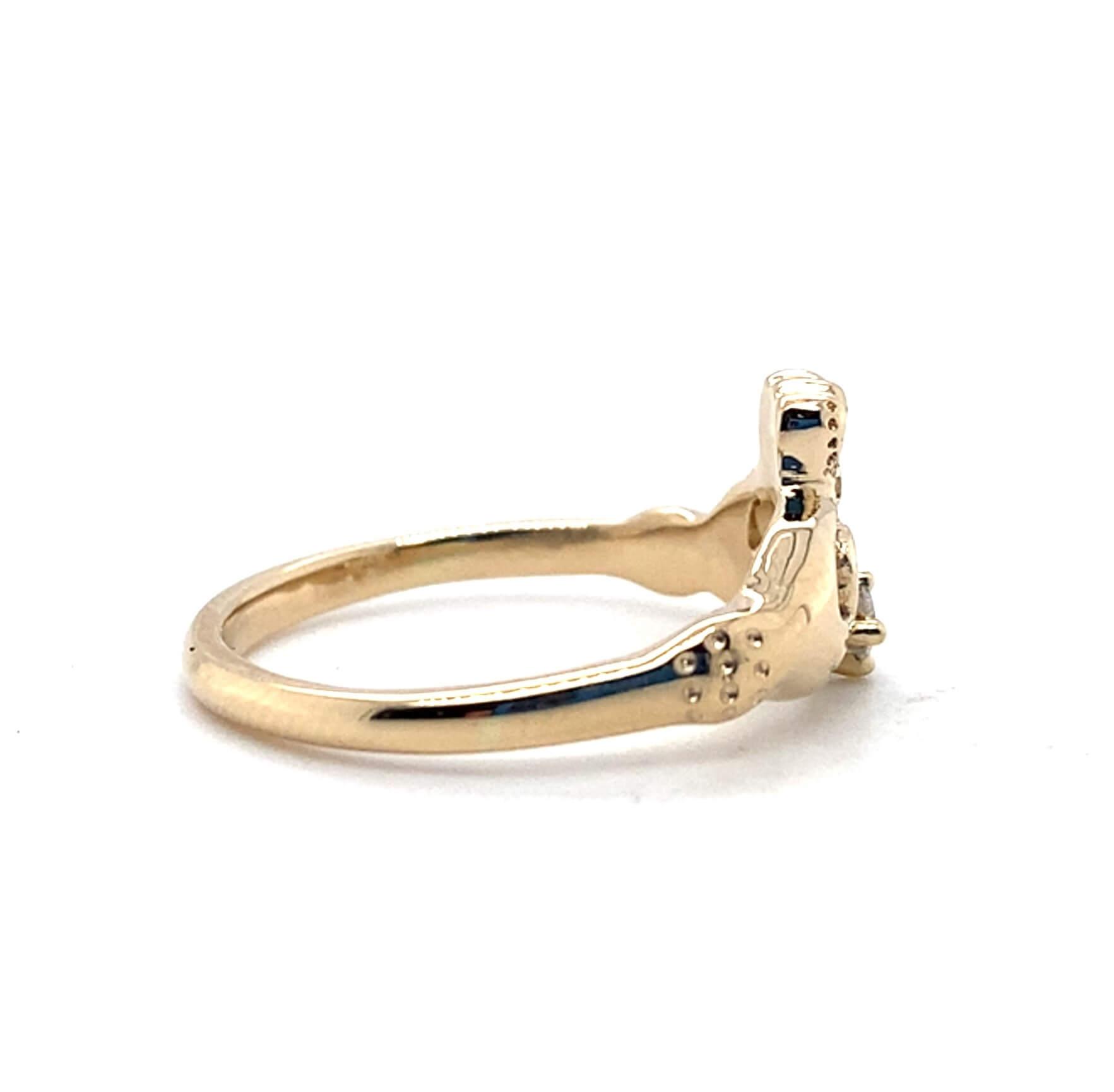 14K Yellow Gold 0.06ctw Diamond Claddagh Ring