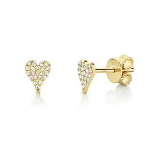 14K Yellow Gold 0.10ctw Diamond Heart Stud Earrings by Shy Creation