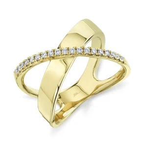 14K Yellow Gold 0.19ctw Diamond Crossover Ring by Shy Creation