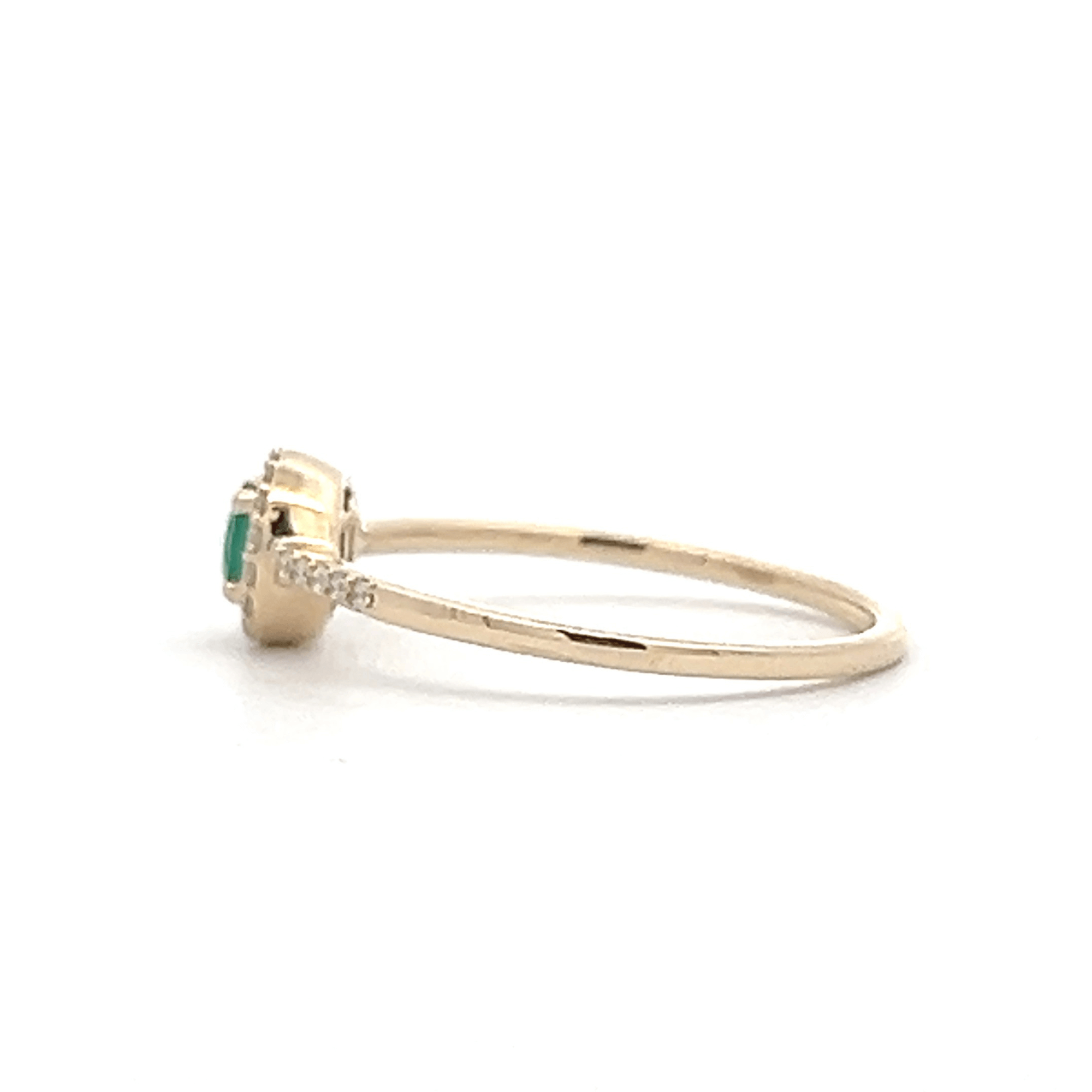 14K Yellow Gold 0.35ctw Emerald & Diamond Halo Ring by Samuel B.