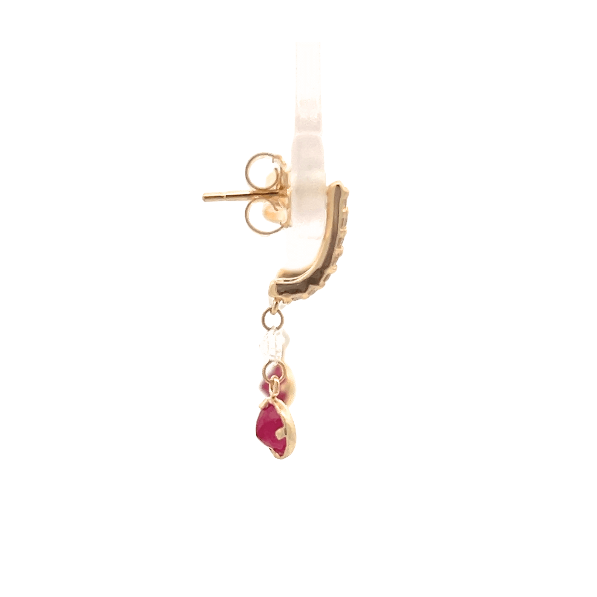 14K Yellow Gold 0.85ctw Ruby & Diamond Drop Earrings by Brevani
