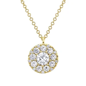 14K Yellow Gold 1.00ctw Diamond Cluster Round Pendant Necklace by Shy Creation