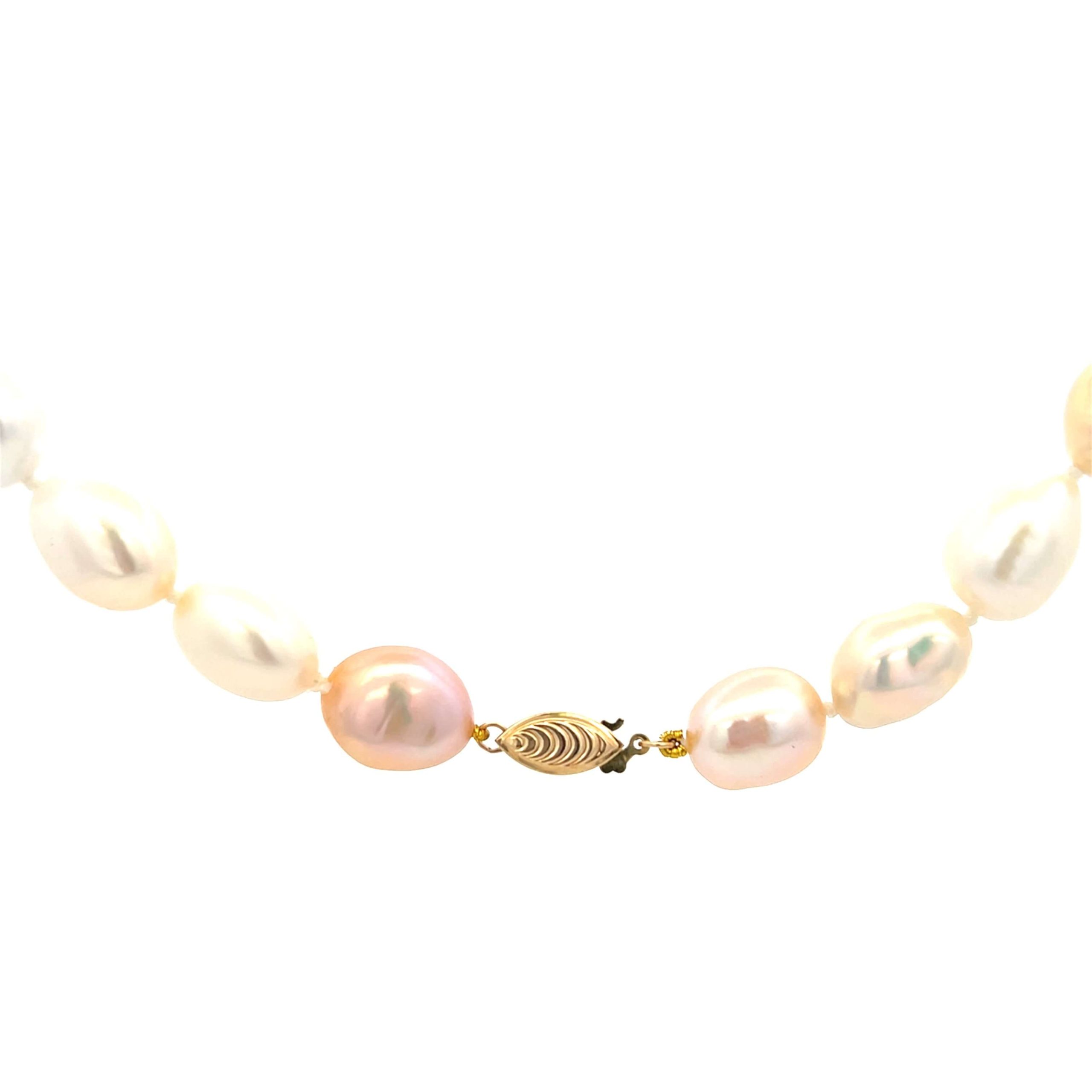 14K Yellow Gold 10-11MM Multi-Color Freshwater Pearl Necklace