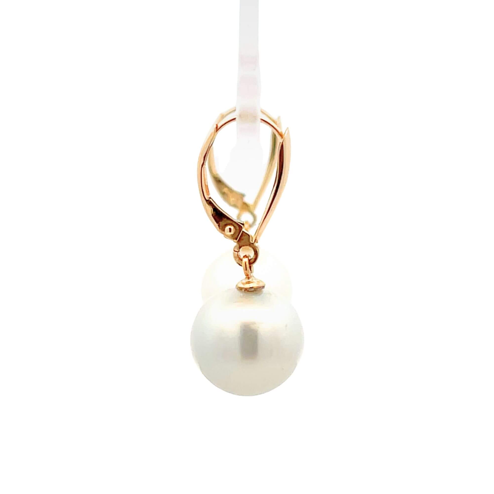 14K Yellow Gold 12MM South Sea Pearl Dangle Earrings