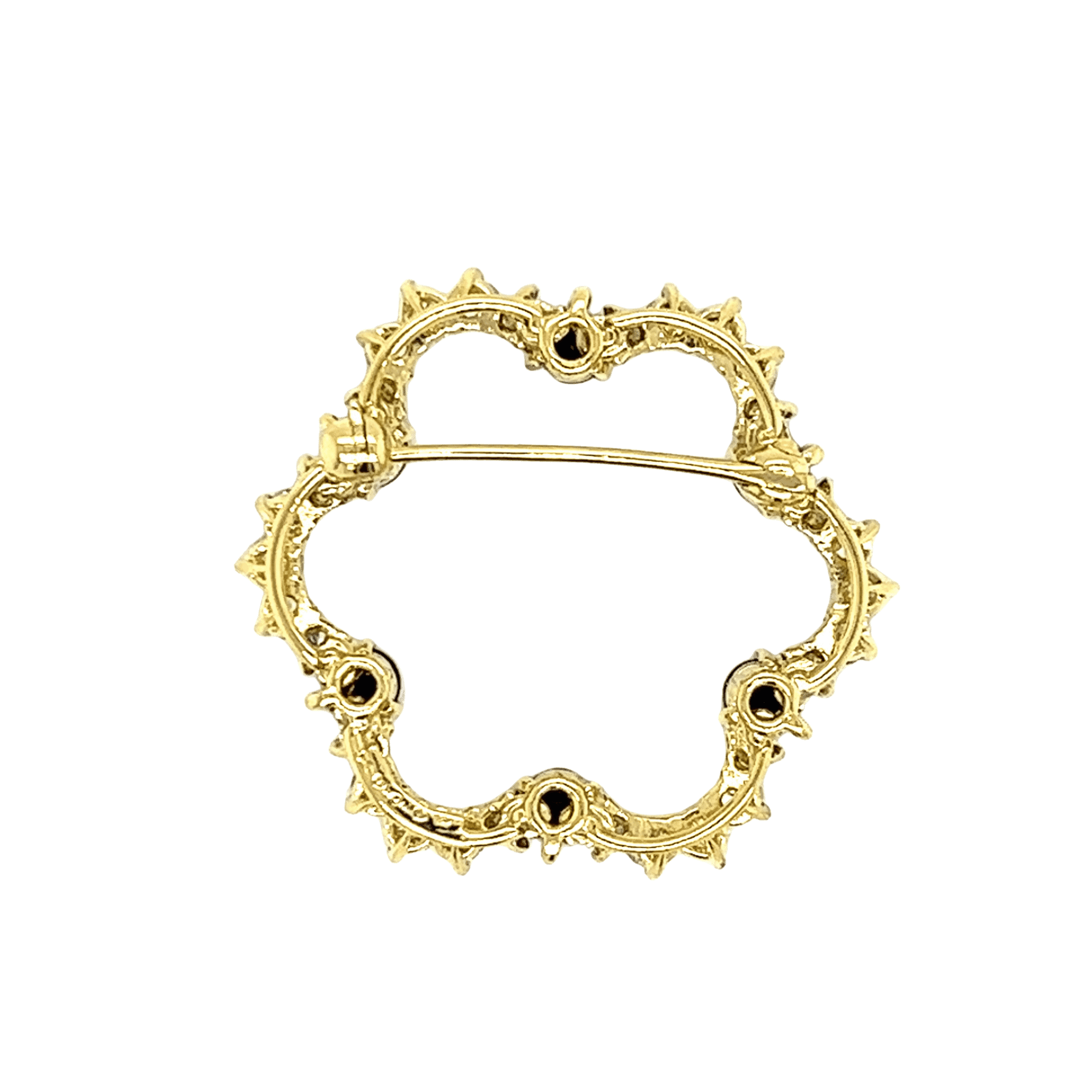 Estate 18K Yellow Gold 1.65ctw Diamond and Blue Sapphire Circle Pin