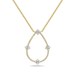 14K Yellow Gold 0.46ctw Diamond Open Pear-Shaped Necklace