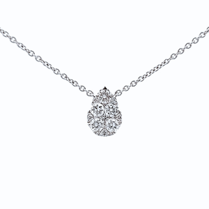 18K White Gold 0.41ctw Diamond Pear-Shaped Cluster Necklace