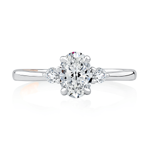 14K White Gold 0.11CTW Diamond Three-Stone Engagement Ring Mounting by A. JAFFE