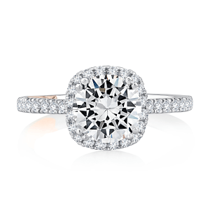 18K White Gold 0.35CTW Diamond Cushion-Shaped Halo Engagement Ring Setting by A. JAFFE