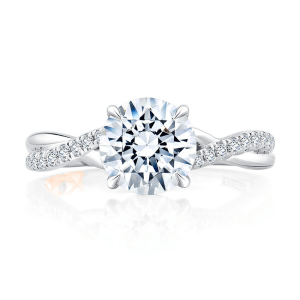 14K White Gold 0.17CTW Diamond Twist Engagement Ring Setting by A. JAFFE