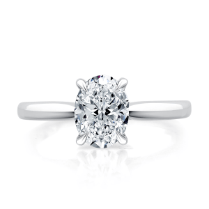 18K White Gold 0.08CTW Hidden Diamond Engagement Ring Mounting by A. JAFFE