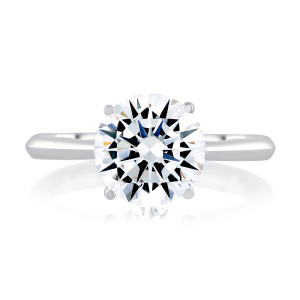 18K White Gold 0.06CTW Diamond Hidden Halo Engagement Ring Mounting by A. JAFFE
