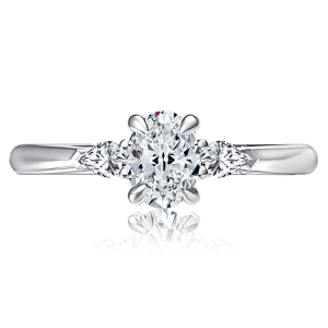 18K White Gold 0.17CTW Diamond Three-Stone Engagement Ring Setting by A. JAFFEhttps