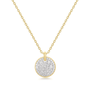 14K Gold Plated Cubic Zirconia Pave Cluster Disc Necklace by Ania Haie