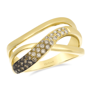14K Yellow Gold 0.34ctw Ombre Chocolate Diamond Open Crossover Band by Le Vian