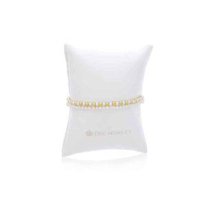 4MM Seed Pearl & Gold-Finished Bead Stretch Bracelet by Dee Berkley