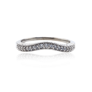 Estate 14K White Gold 0.32ctw Diamond Contour Wedding Band