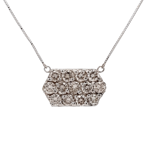 Estate 14K White Gold 2.00ctw Diamond Hexagon Pendant Necklace