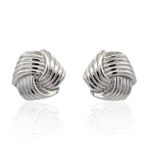 Estate 14K White Gold Hollow Knot Stud Earrings