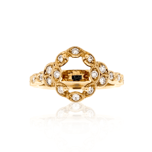 Estate 14K Yellow Gold 0.29CTW Diamond Scalloped Halo Engagement Ring Mounting