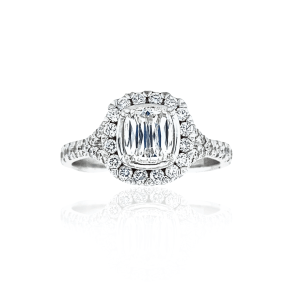 Estate 18K White Gold 1.13CTW Modified Cushion Diamond Halo Engagement Ring
