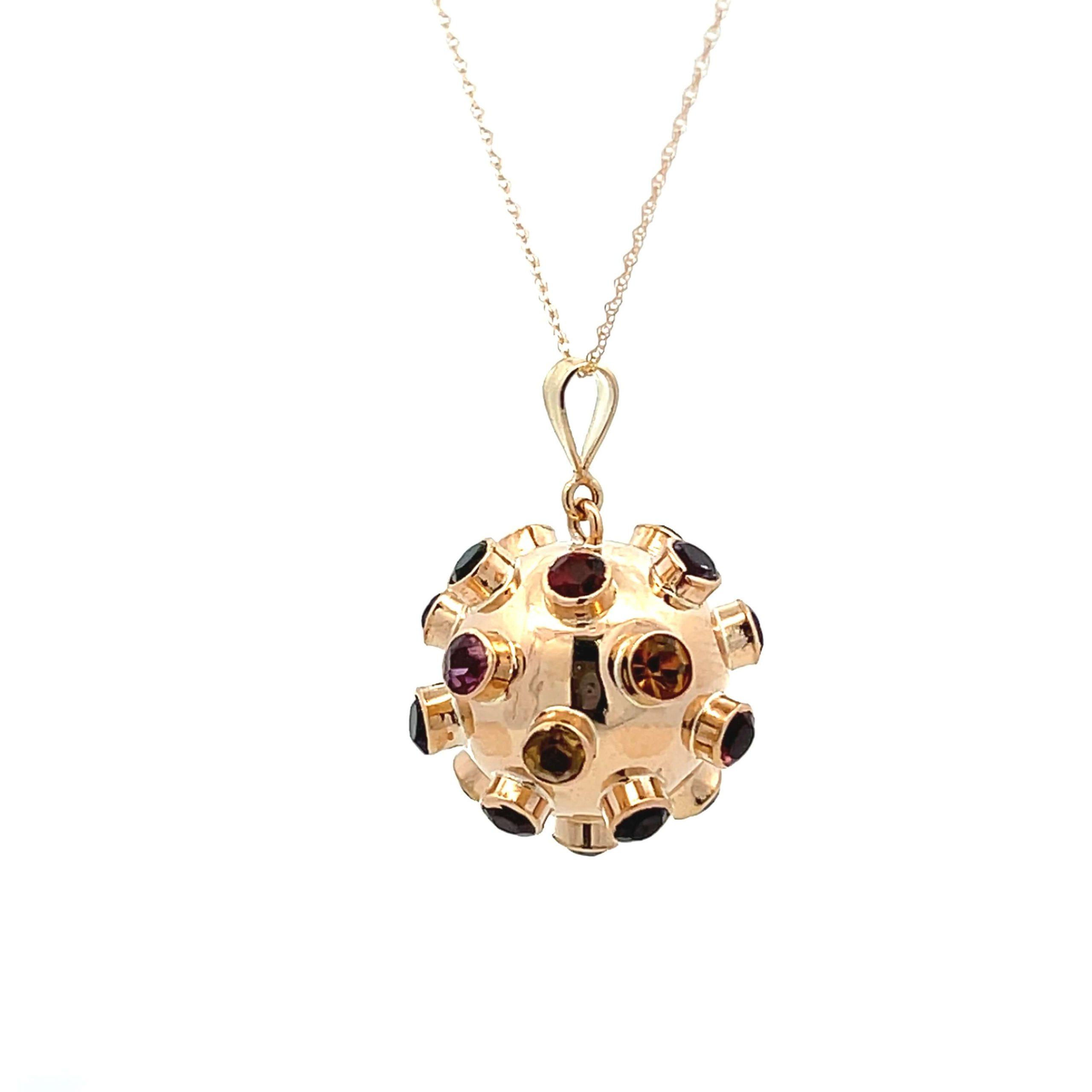 Estate Yellow Gold H. Stern Gemstone Sputnik Pendant Necklace