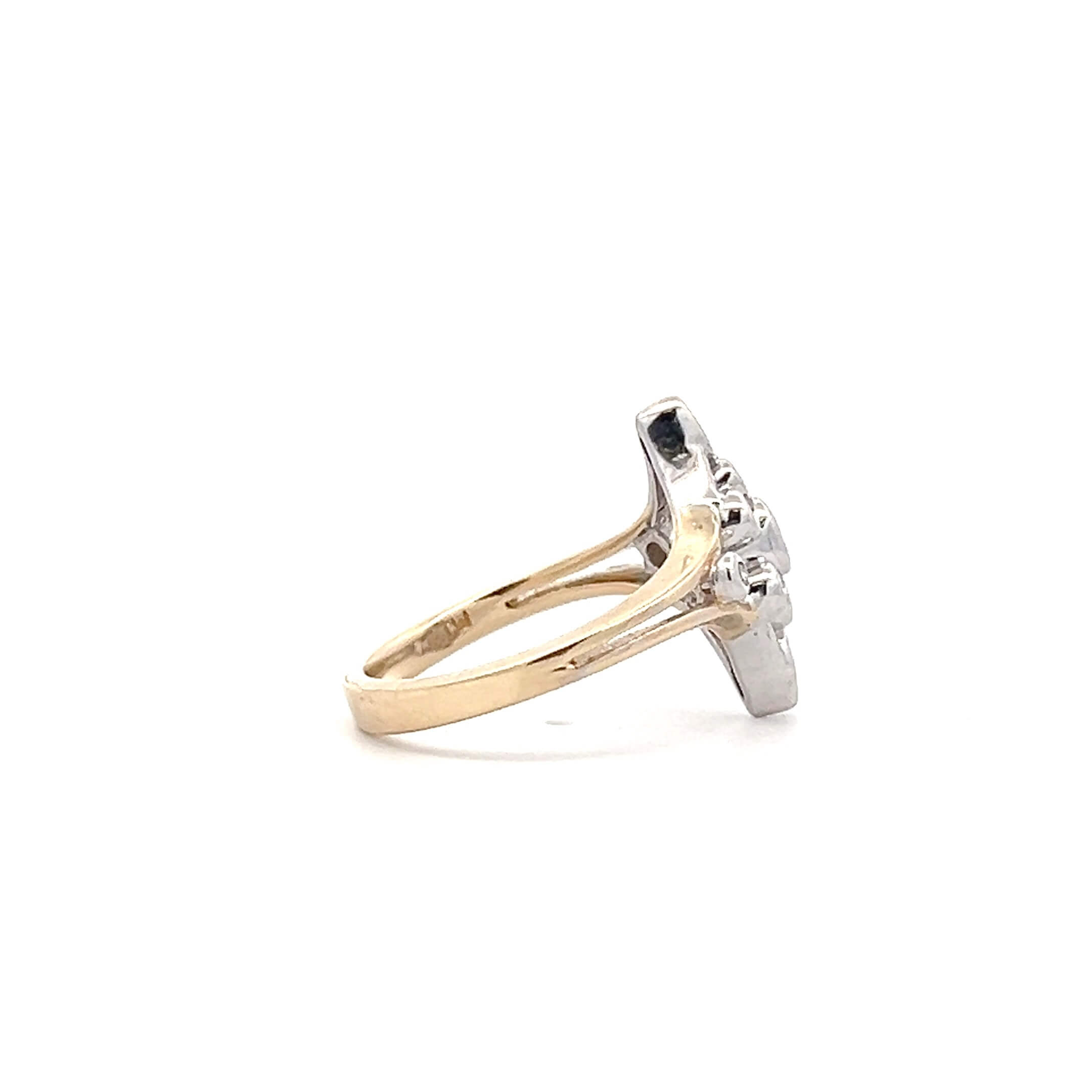 Estate 14K Two-Tone Gold 0.25CTW Diamond Navette Ring