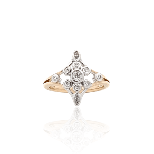 Estate 14K Two-Tone Gold 0.25CTW Diamond Navette Ring