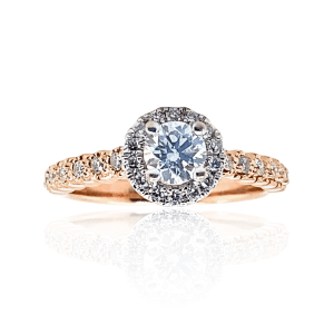 Estate 14K Two-Tone Gold 0.79CTW Diamond Halo Engagement Ring