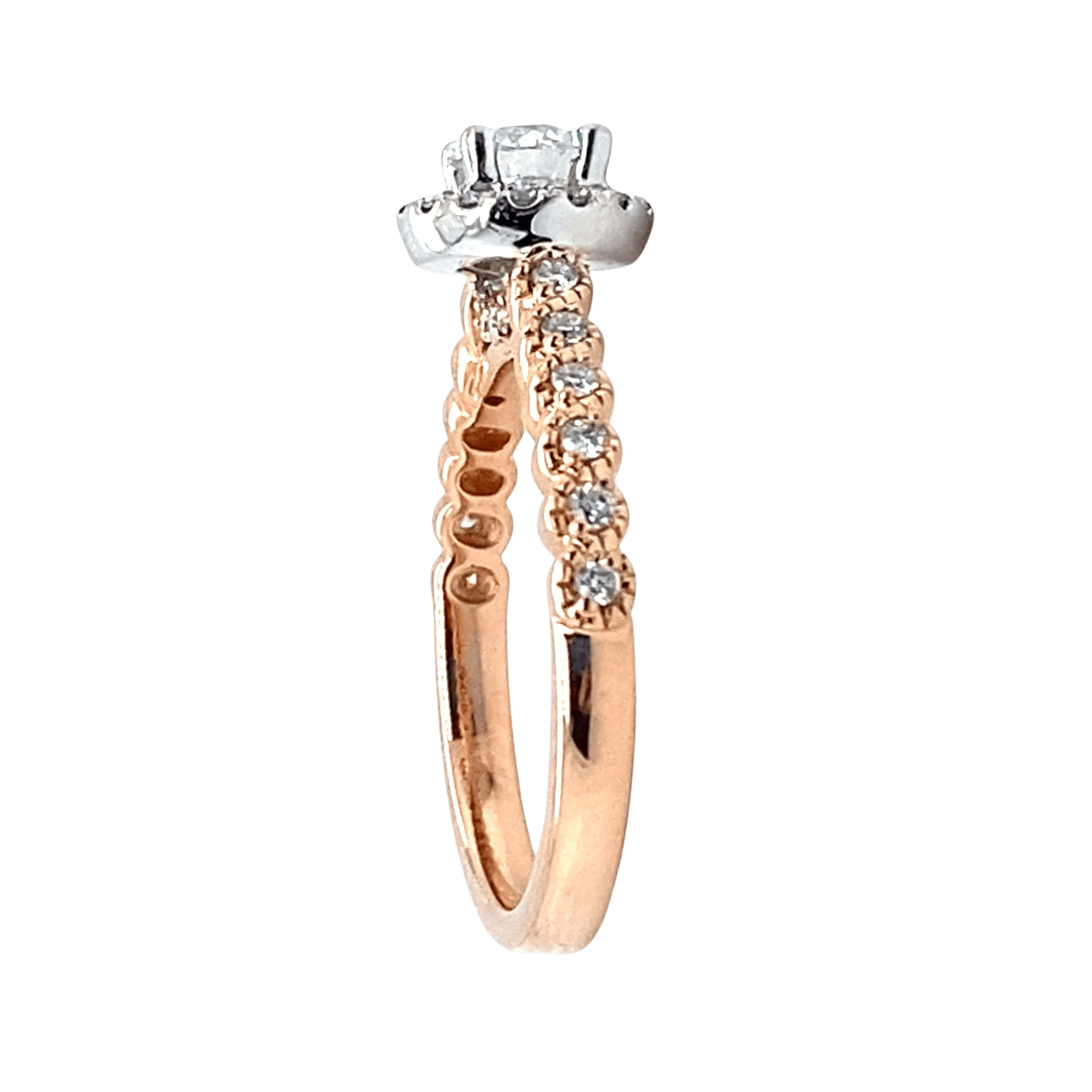 Estate 14K Two-Tone Gold 0.79CTW Diamond Halo Engagement Ring