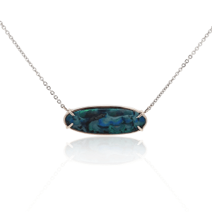 Estate 14K White Gold East-West Oval Boulder Opal Necklace