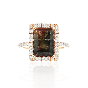 Estate 14K Yellow Gold 3.63CTW Labradorite & Diamond Halo Ring