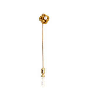 Estate 14K Yellow Gold Old European-Cut Diamond Love Knot Stick Pin