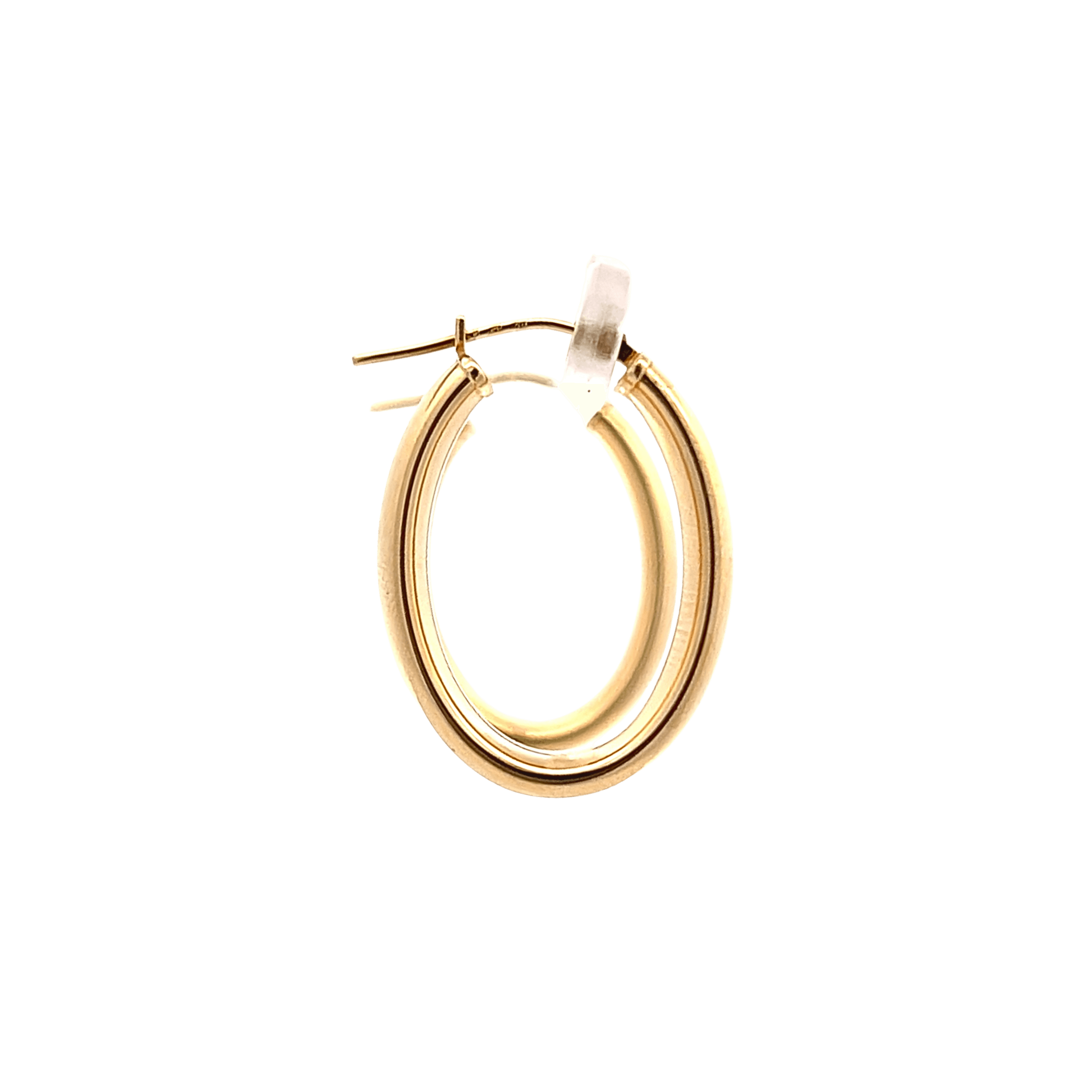Estate 14K Yellow Gold Oval Hoop Earrings