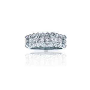 Estate Platinum 1.20CTW Three-Row Diamond Anniversary Ring