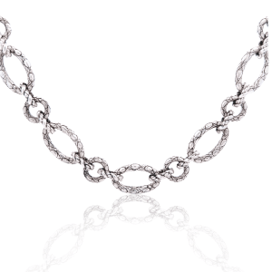 Estate Sterling Silver 0.75CTW White Topaz John Hardy Jai Snake Skin Necklace