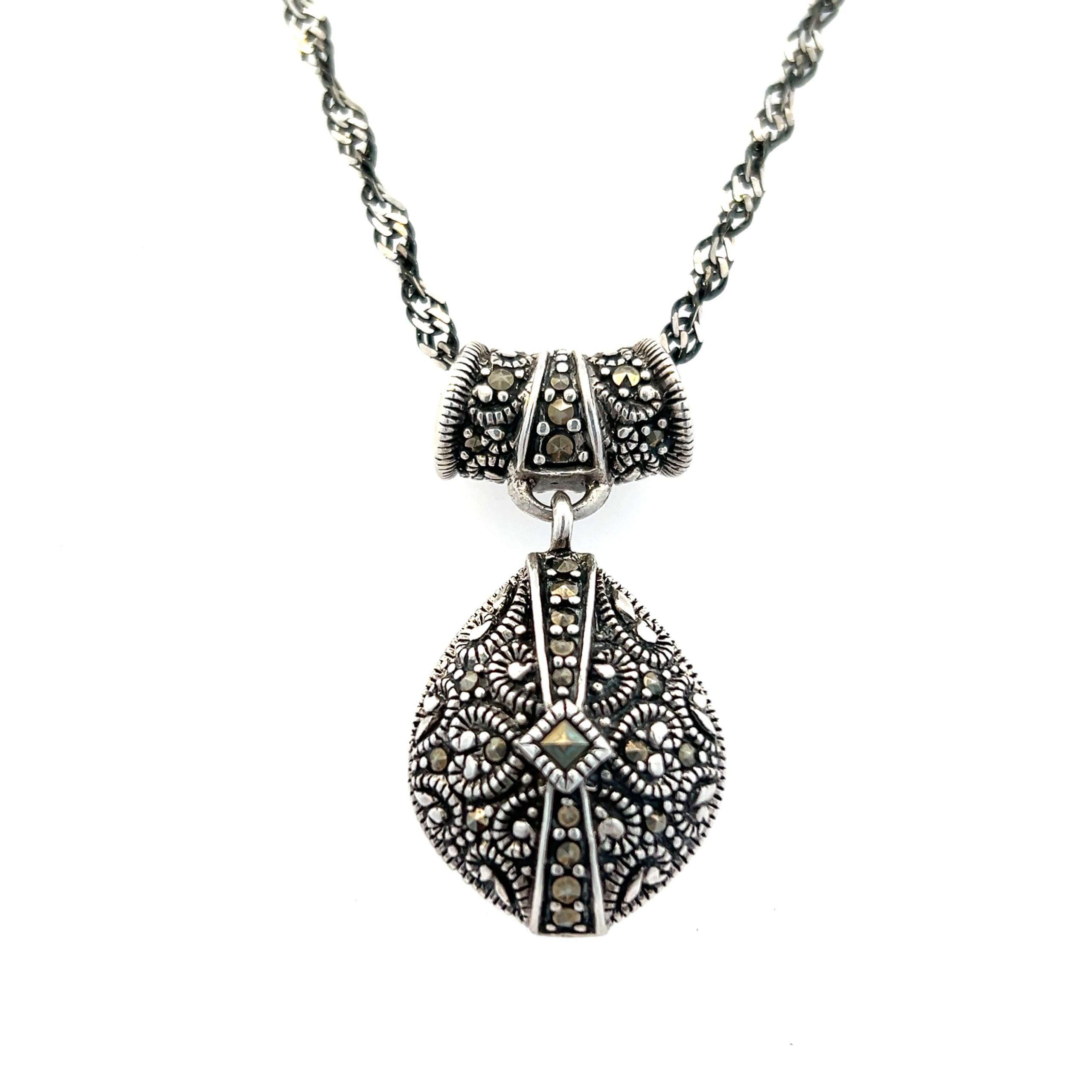 Estate Sterling Silver Cameo Pendant Necklace
