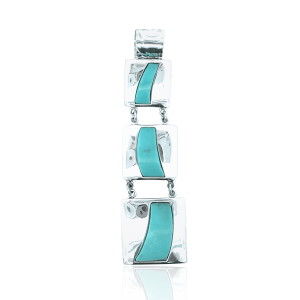 Estate Sterling Silver Turquoise Three-Tier Slide Pendant